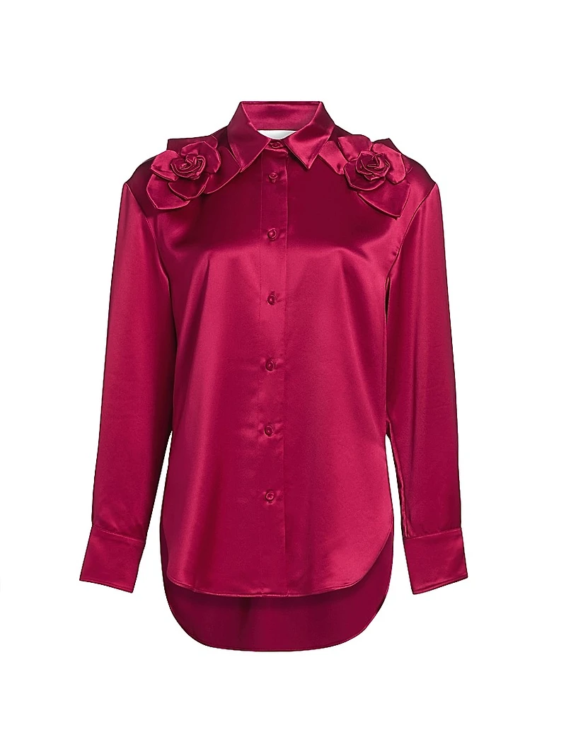 Flor Satin Button-Front Shirt