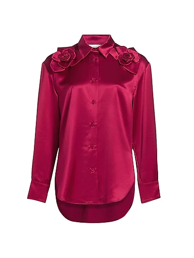 Flor Satin Button-Front Shirt