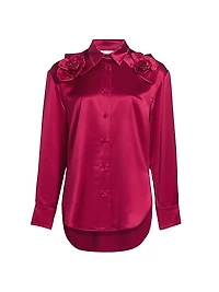 Flor Satin Button-Front Shirt