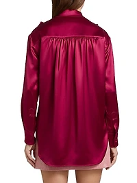 Flor Satin Button-Front Shirt