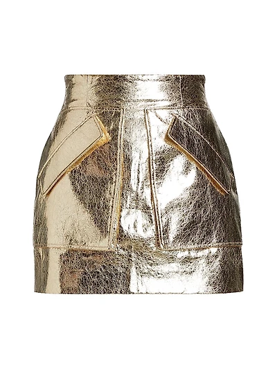 Cherry Faux-Leather Miniskirt