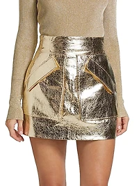 Cherry Faux-Leather Miniskirt