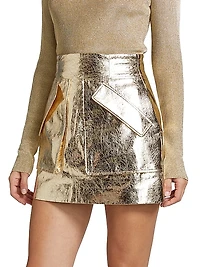 Cherry Faux-Leather Miniskirt