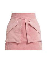 Cherry Stretch-Cotton Miniskirt