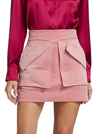 Cherry Stretch-Cotton Miniskirt