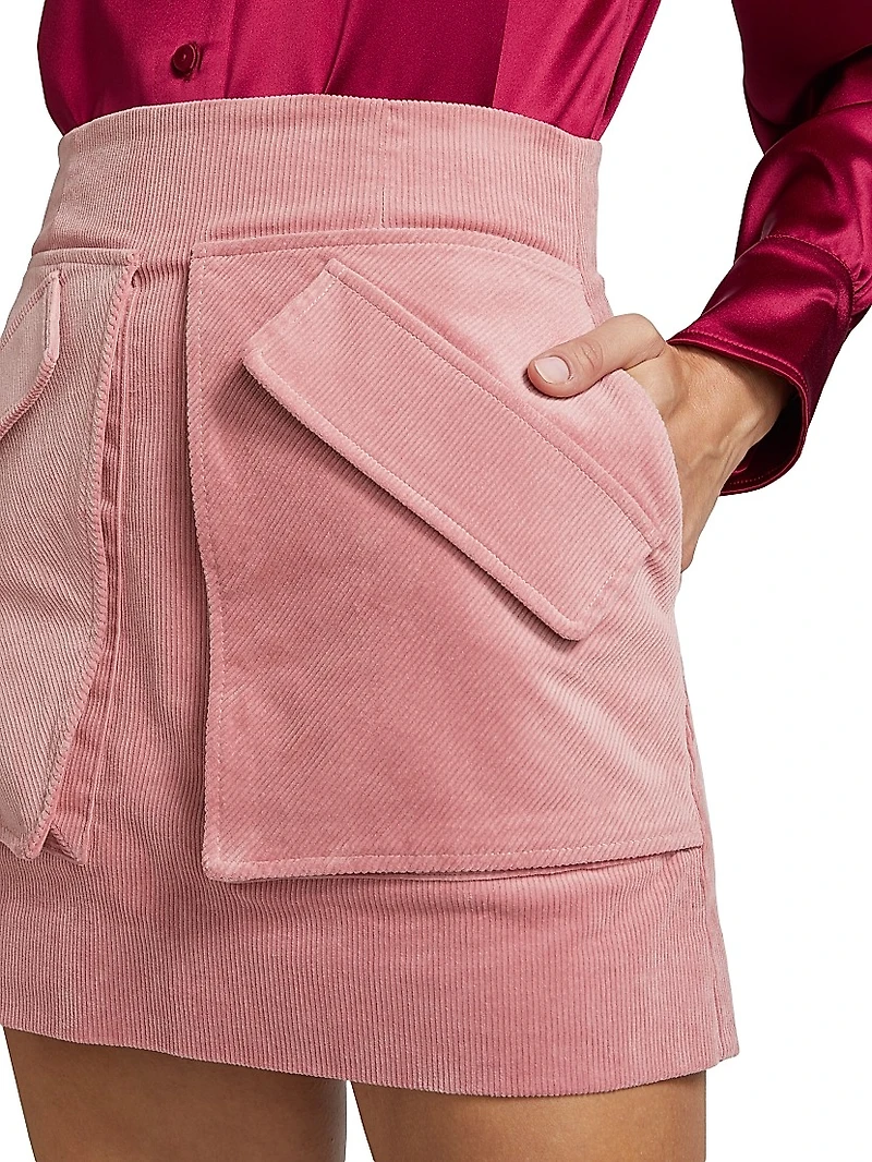 Cherry Stretch-Cotton Miniskirt