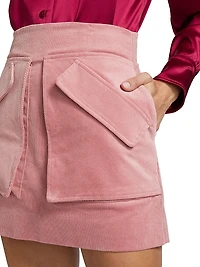 Cherry Stretch-Cotton Miniskirt