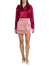 Cherry Stretch-Cotton Miniskirt