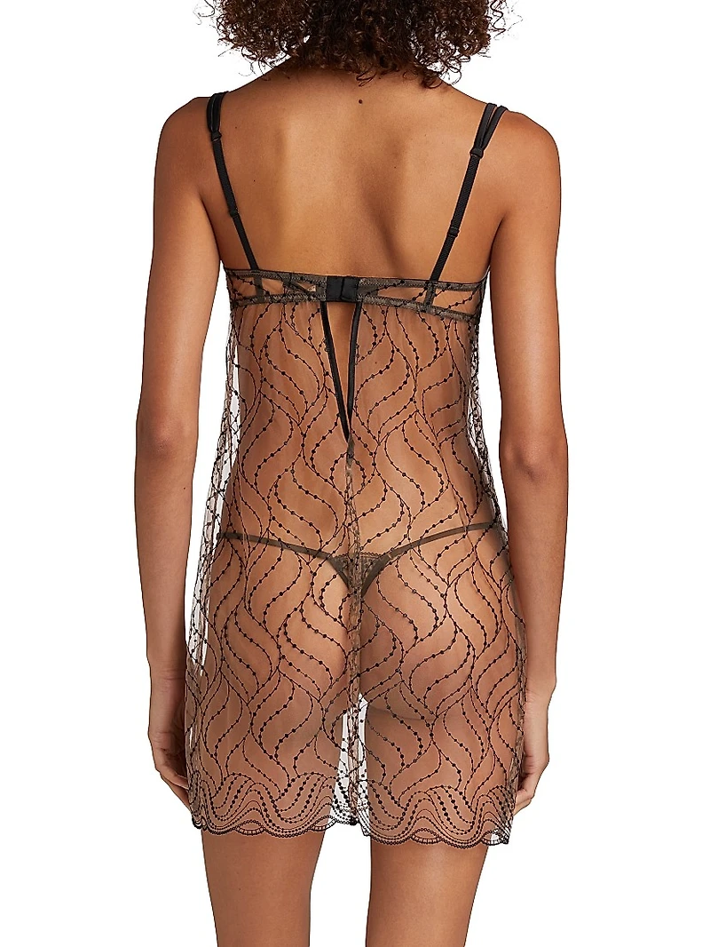 Ondule Embroidered Lace Mini Slip