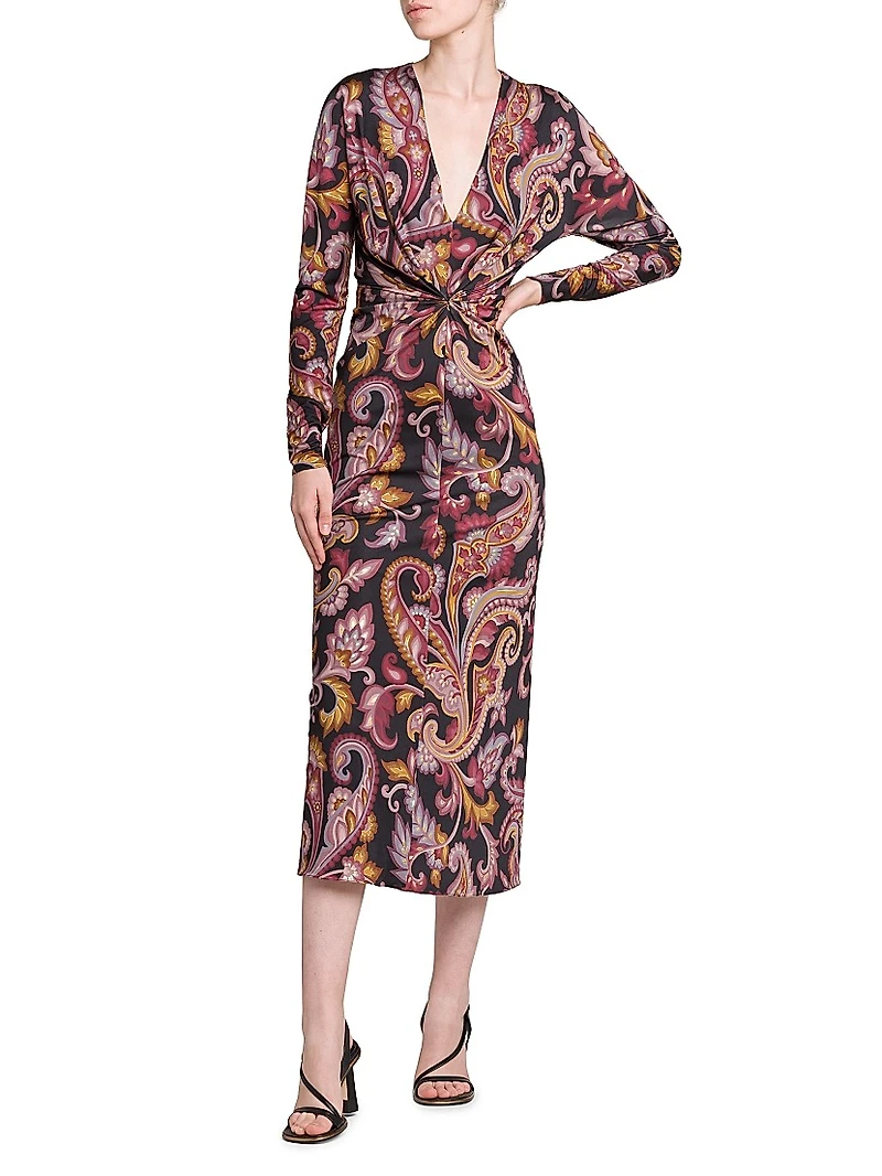 Paisley Twist Midi-Dress