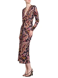 Paisley Twist Midi-Dress