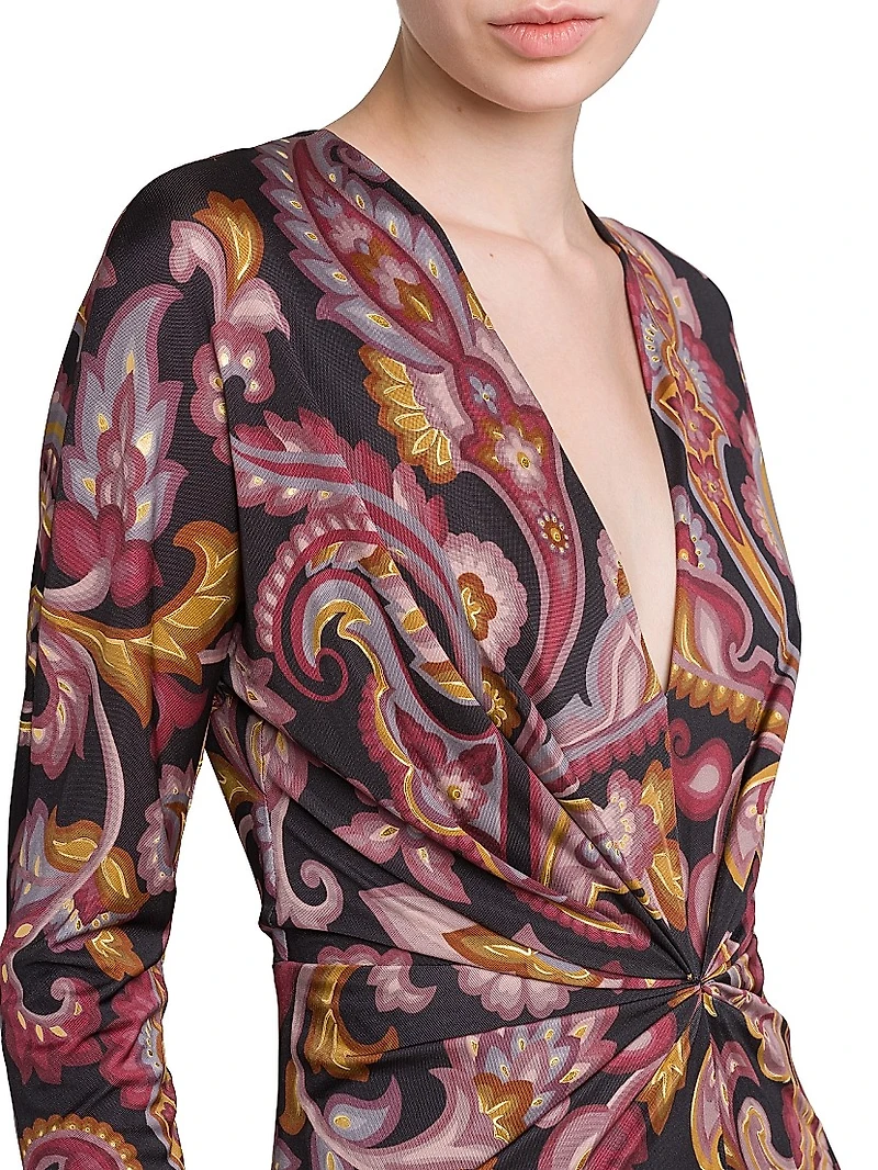 Paisley Twist Midi-Dress