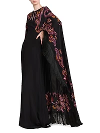 Paisley Silk Cape Gown