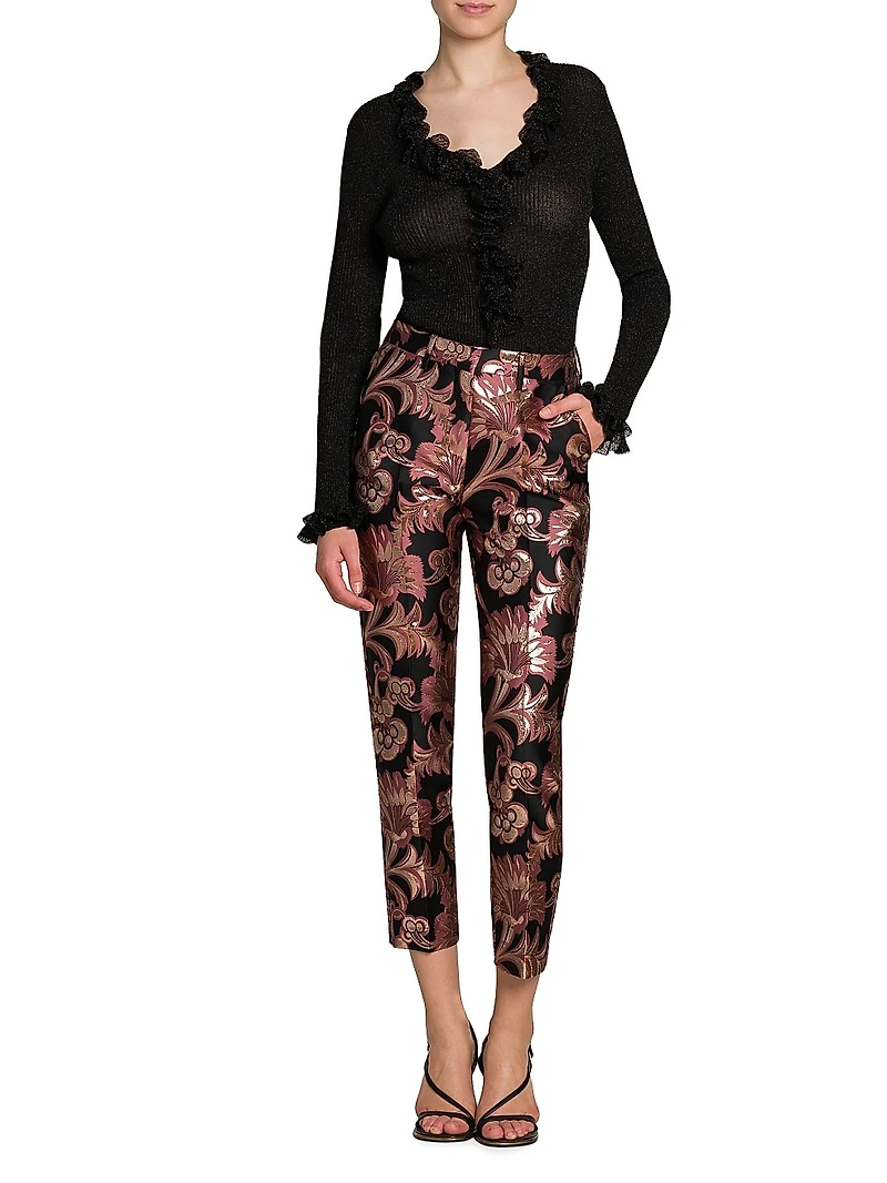 Jacquard Paisley Slim-Fit Trousers
