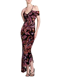 Paisley Off-the-Shoulder Midi-Dress