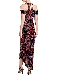 Paisley Off-the-Shoulder Midi-Dress