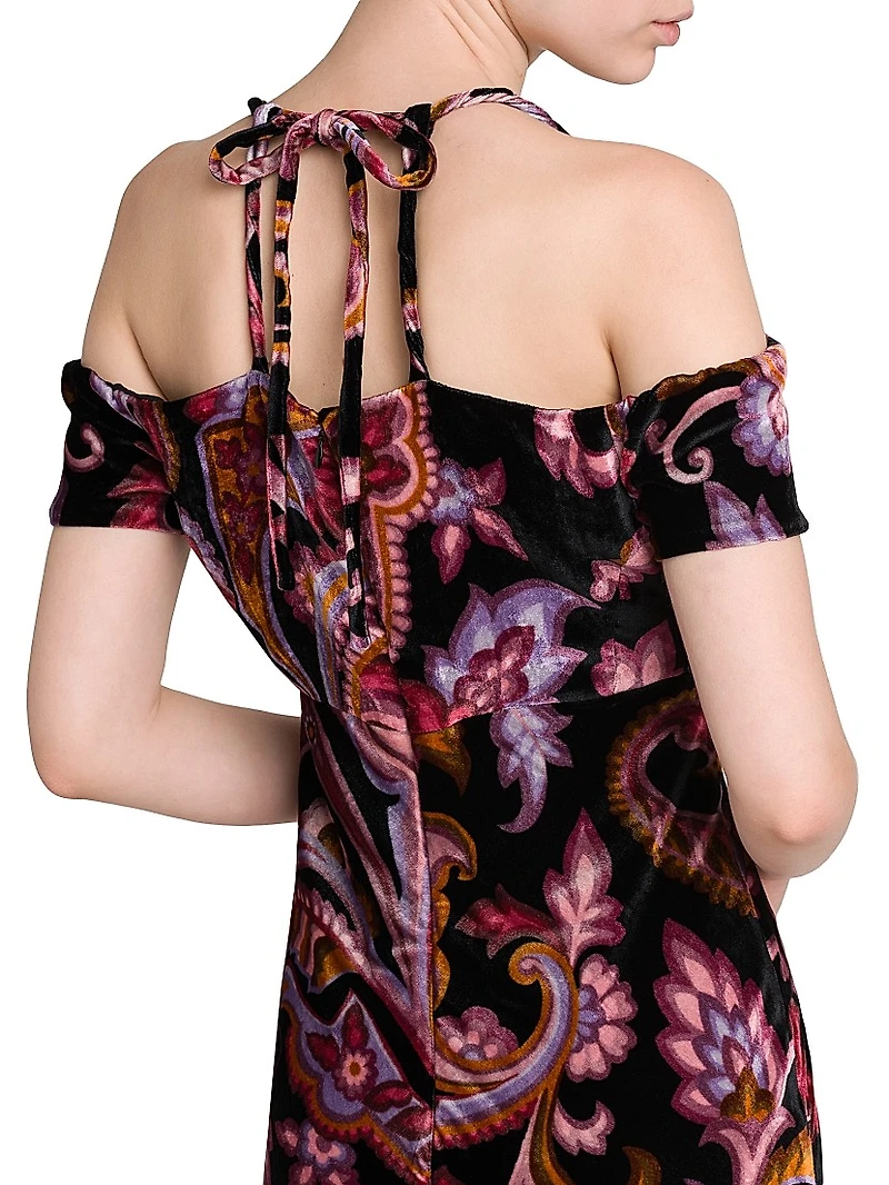 Paisley Off-the-Shoulder Midi-Dress