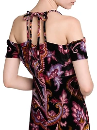 Paisley Off-the-Shoulder Midi-Dress
