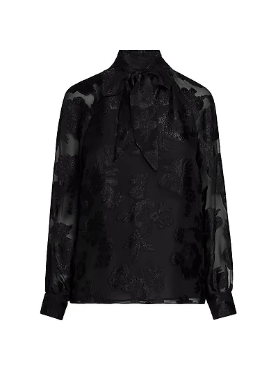 Lace Tie-Neck Blouse