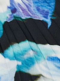 Haze Floral Satin Pleated Maxi Dress