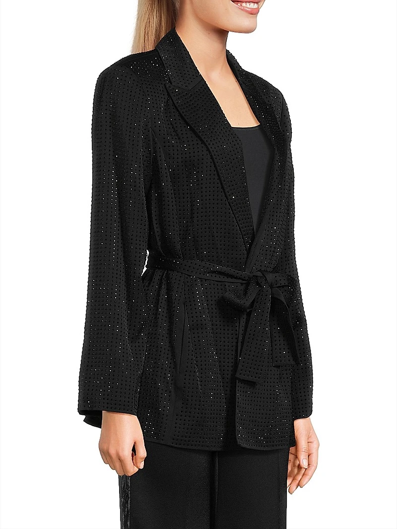 Willow Hotfix Stretch-Silk Self-Tie Jacket