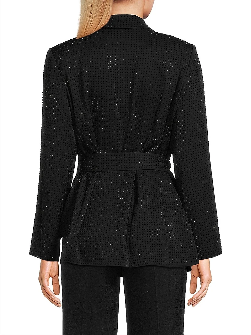 Willow Hotfix Stretch-Silk Self-Tie Jacket