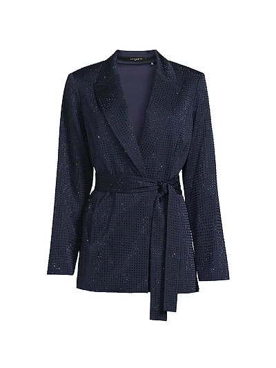 Willow Hotfix Stretch-Silk Self-Tie Jacket