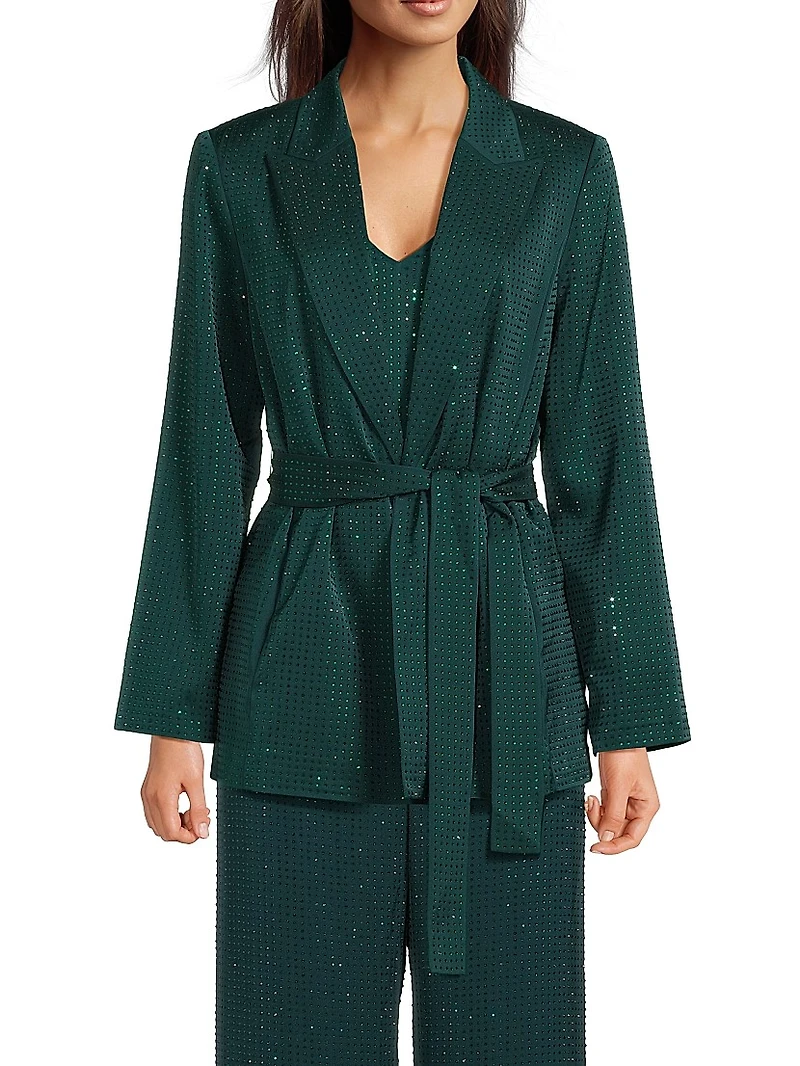 Willow Hotfix Stretch-Silk Self-Tie Jacket