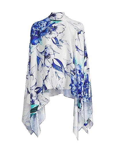 Emma Floral Cape-Sleeve Blouse