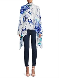Emma Floral Cape-Sleeve Blouse