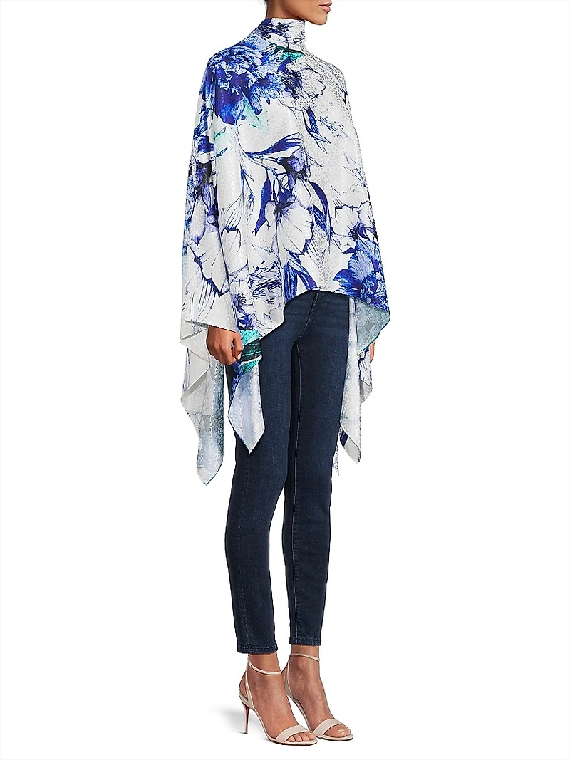 Emma Floral Cape-Sleeve Blouse
