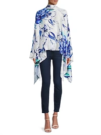 Emma Floral Cape-Sleeve Blouse