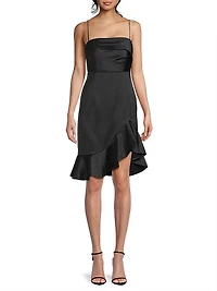 Xandra Hotfix Satin Sleeveless Minidress