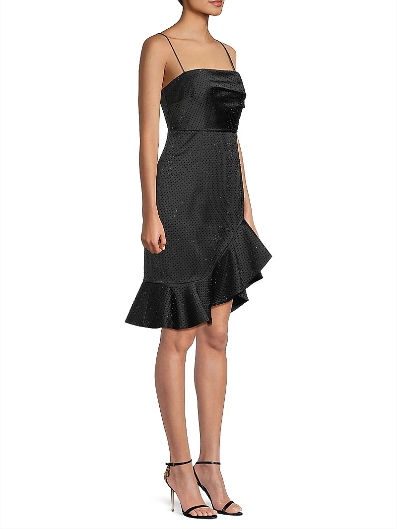 Xandra Hotfix Satin Sleeveless Minidress