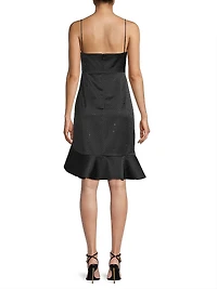 Xandra Hotfix Satin Sleeveless Minidress