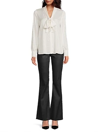 Isla Embellished Stretch Silk Tieneck Blouse