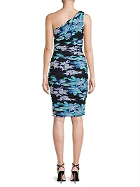 Rosemary Floral Ruched One-Shoulder Dress