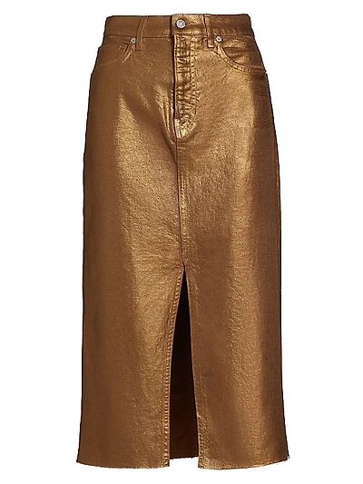 Victoria Metallic Stretch Cotton Midi-Skirt