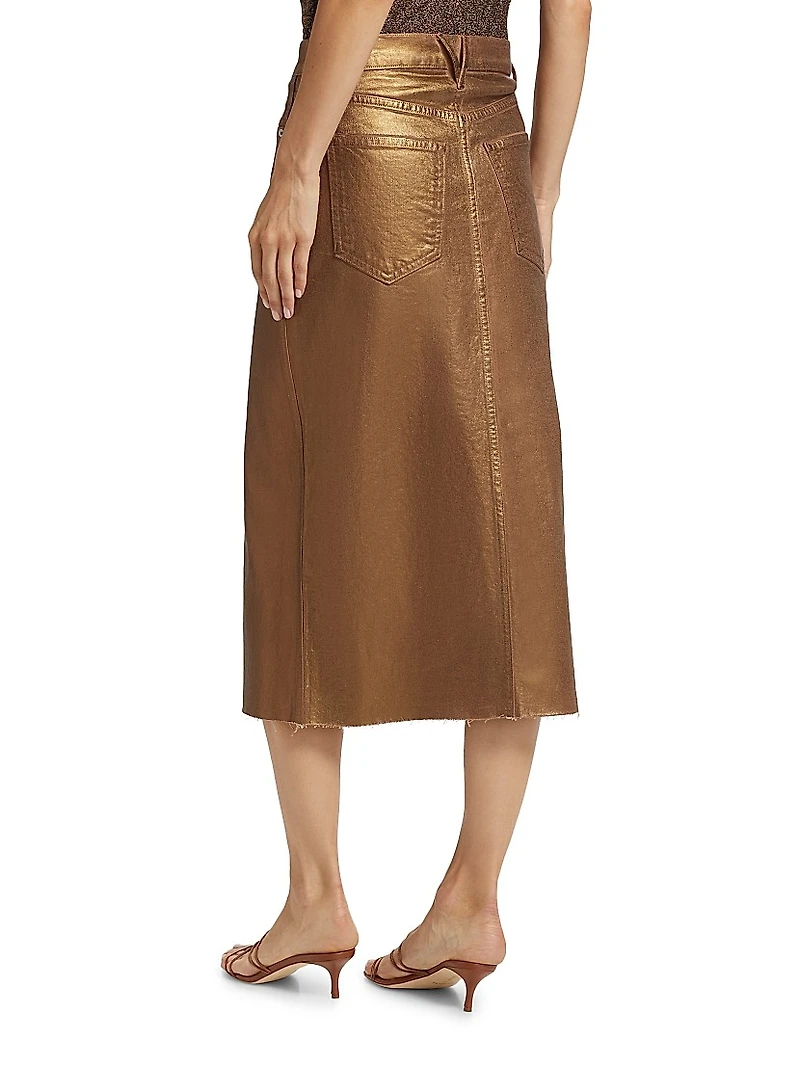 Victoria Metallic Stretch Cotton Midi-Skirt