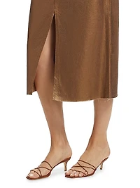Victoria Metallic Stretch Cotton Midi-Skirt