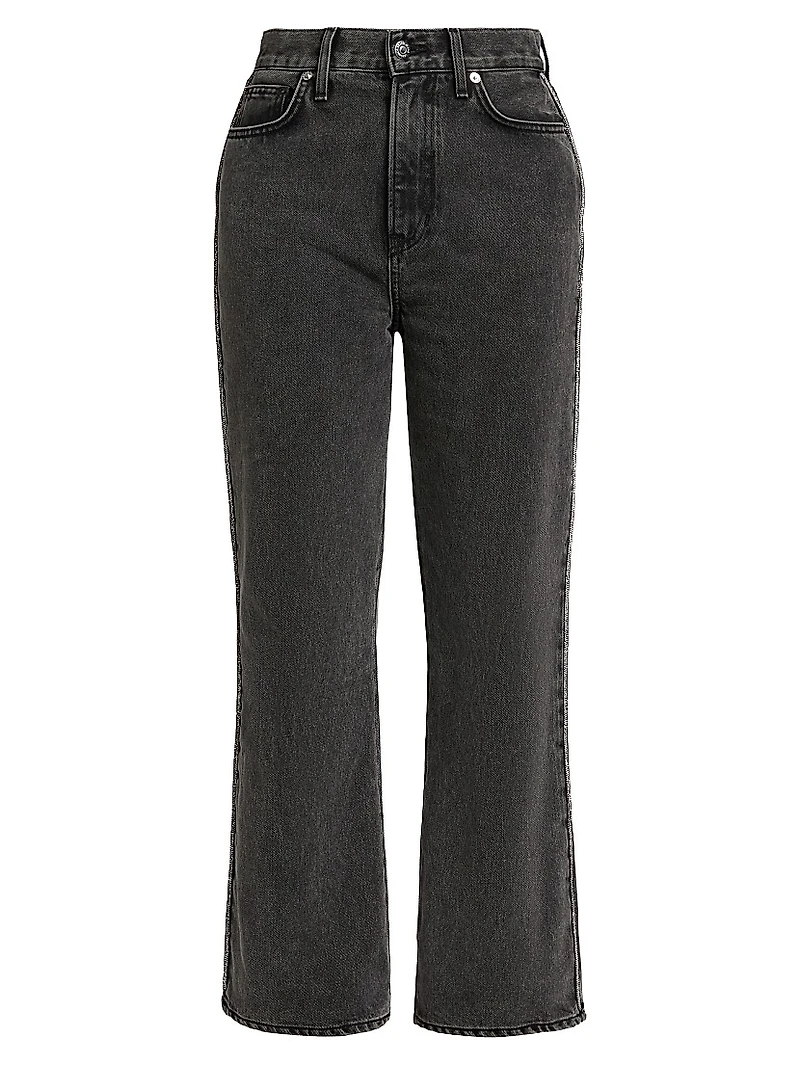 Dylan Crystal-Embellished High-Rise Straight-Leg Jeans