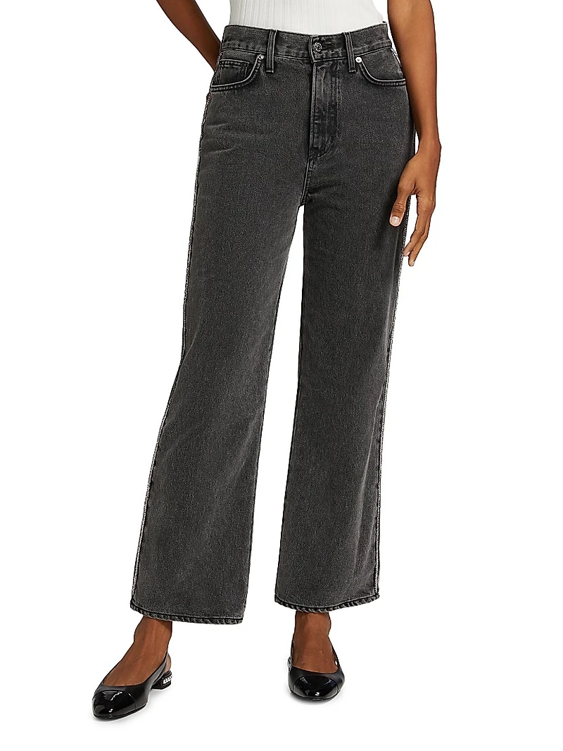 Dylan Crystal-Embellished High-Rise Straight-Leg Jeans
