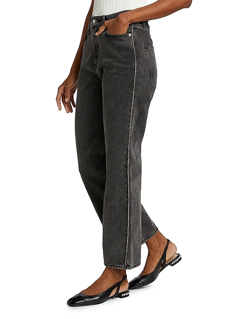 Dylan Crystal-Embellished High-Rise Straight-Leg Jeans