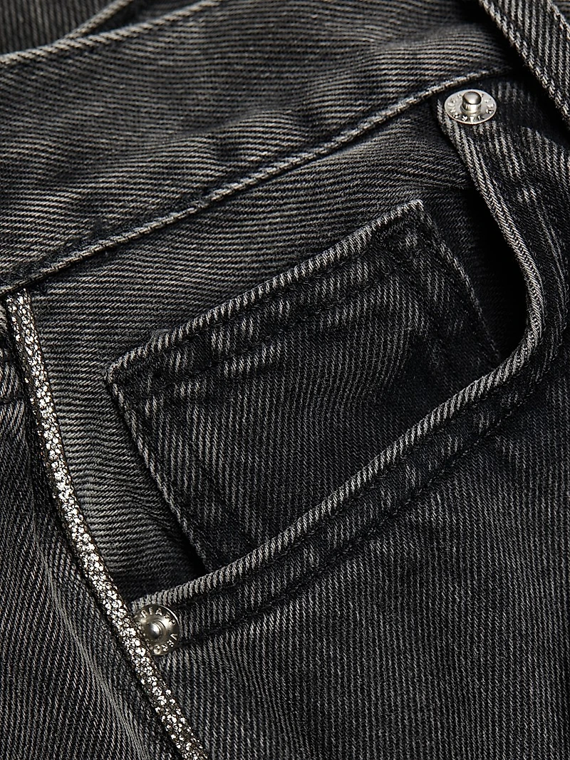 Dylan Crystal-Embellished High-Rise Straight-Leg Jeans