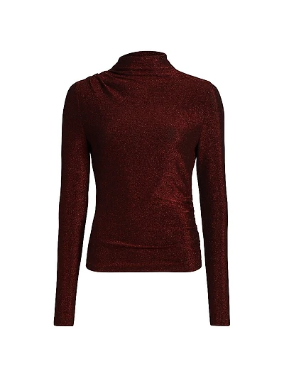 Mylie Metallic Mock Turtleneck Top