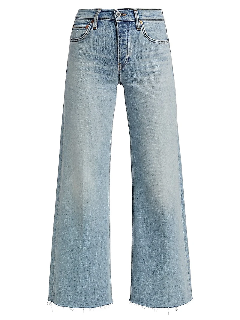 Mid-Rise Stretch Wide-Leg Crop Jeans