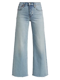 Mid-Rise Stretch Wide-Leg Crop Jeans