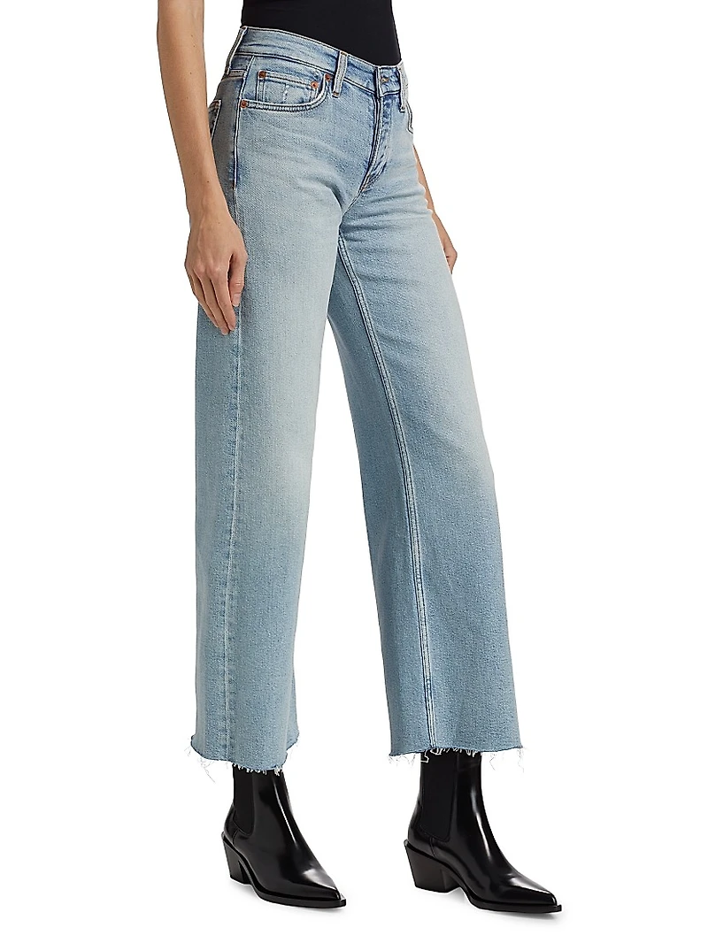 Mid-Rise Stretch Wide-Leg Crop Jeans