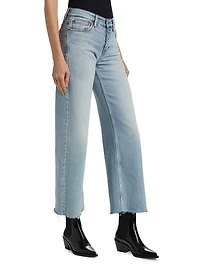 Mid-Rise Stretch Wide-Leg Crop Jeans