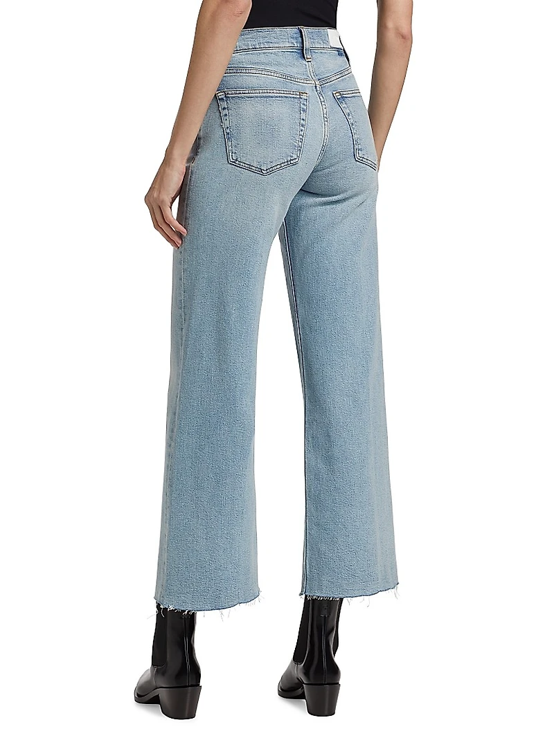 Mid-Rise Stretch Wide-Leg Crop Jeans
